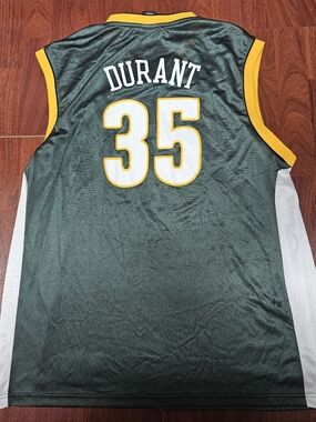 Kevin Durant #35 Seattle Supersonics Green Basketball Jersey with Yellow Trim
